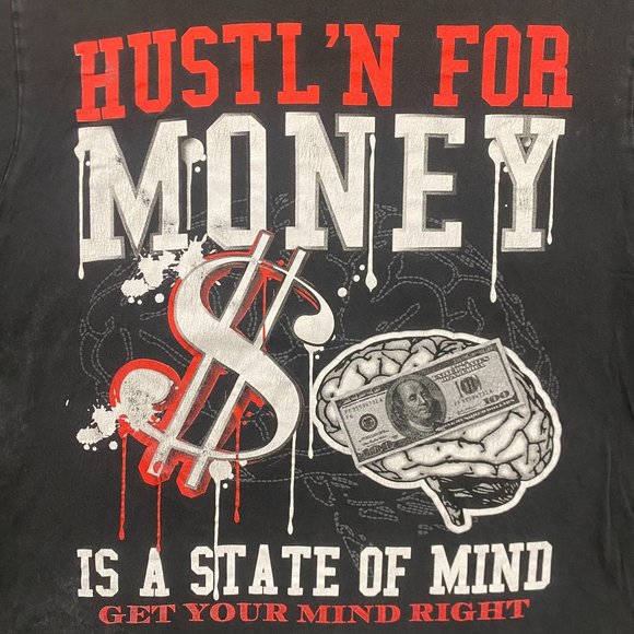 Vintage Y2K Hustle Money Essential Rap Hip Hop T-Shirt - Picture 3 of 5